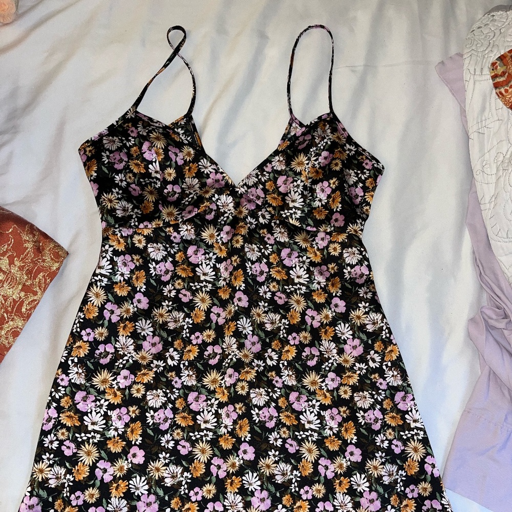 Satin Floral Slip Mini Dress